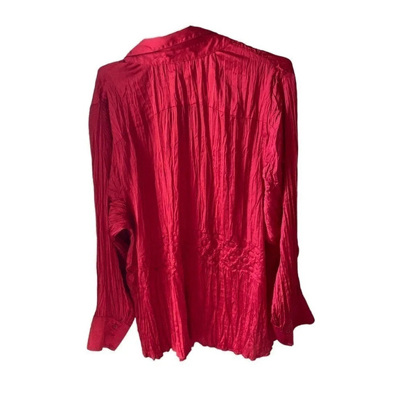 Lane Bryant Womens Long Sleeve Red Holiday Work Casual Button Up Shirt Size 22 - Picture 5 of 12